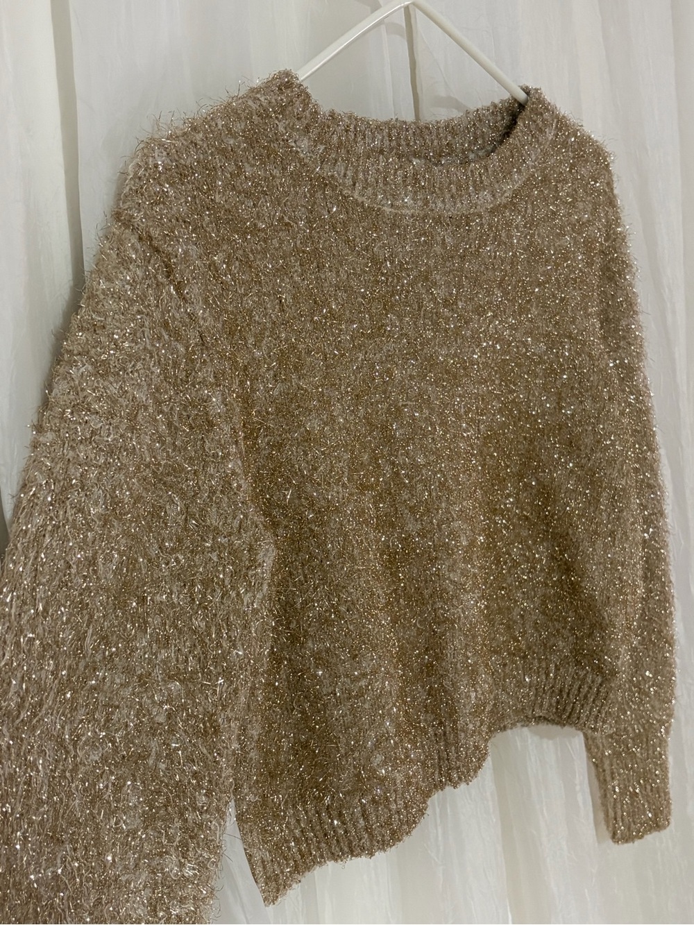 Rachel Zoe Metallic Taupe Crewneck Sweater